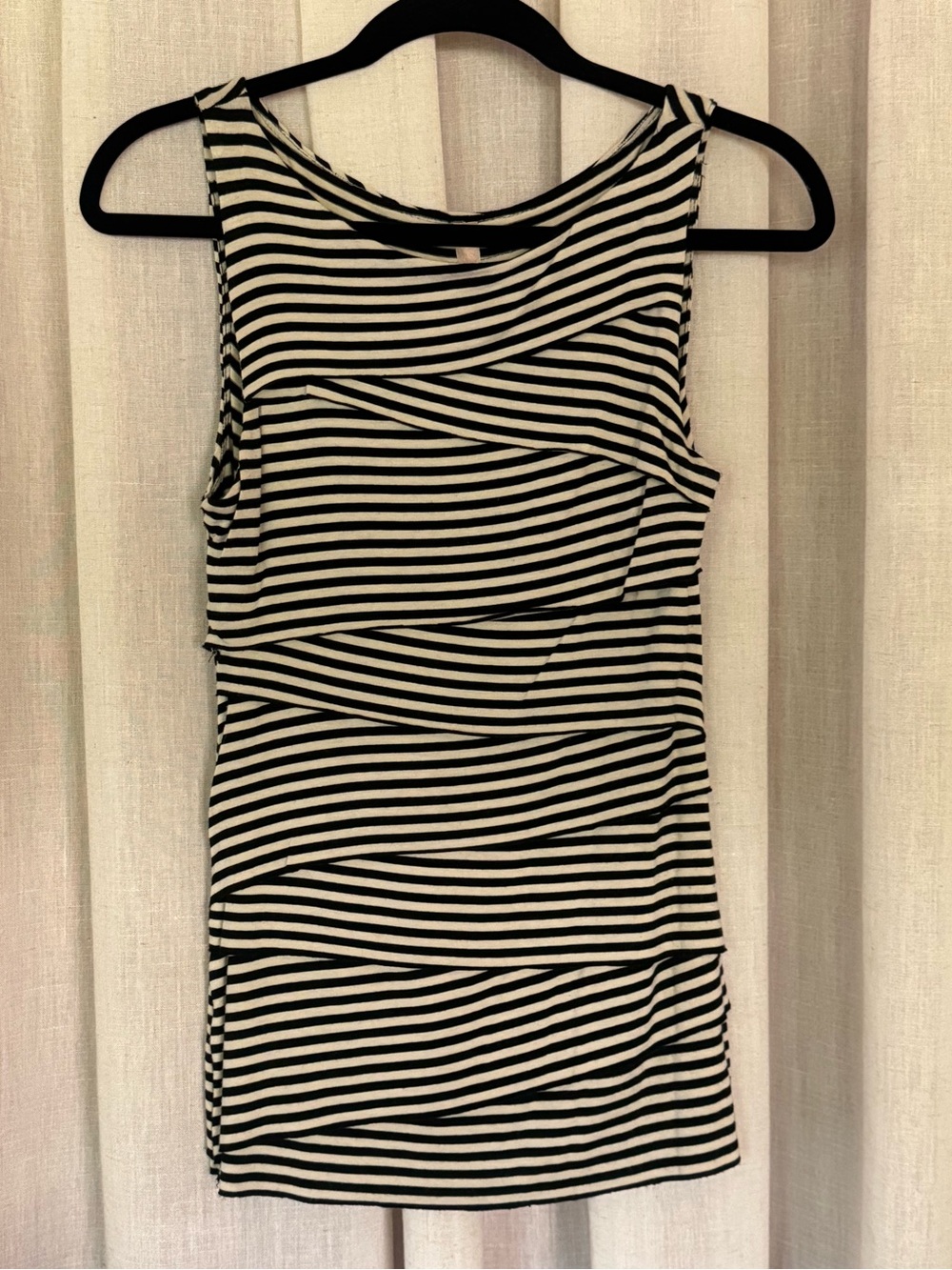 Bailey 44 Striped Layered Tank Top Black & Ivory Size Small Made in USA Anthro
